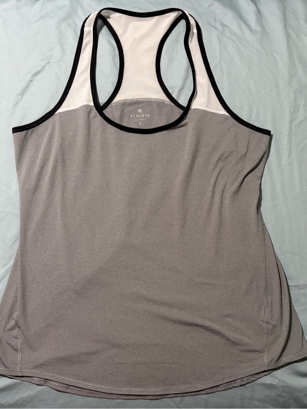 Athleta Gray, White and Black Racerback Tank